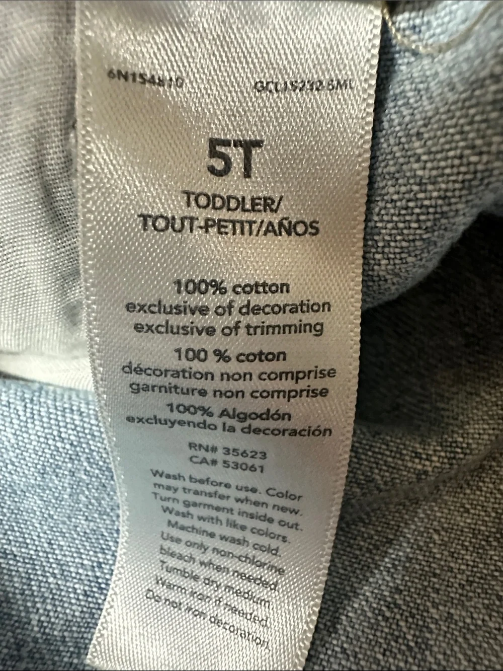 OshKosh B'gosh Light Blue Denim Shortalls with Striped Straps 5T